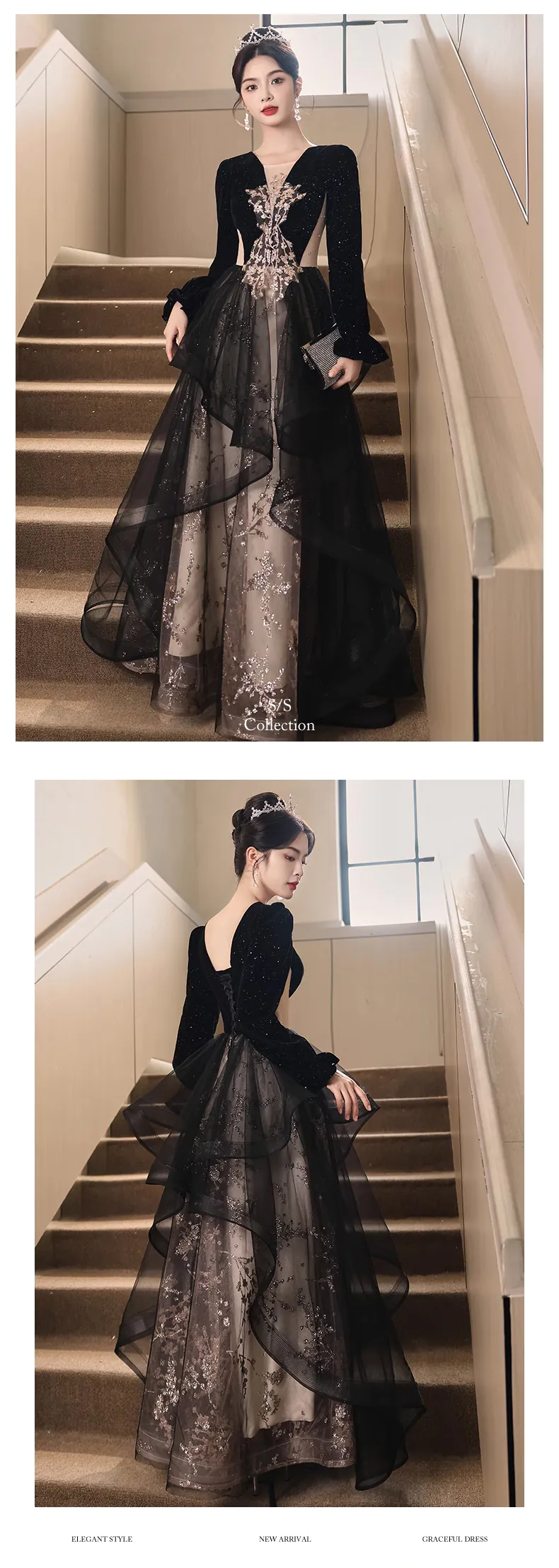 formal dress holiday Elegant V Neck Satin Black Long Prom Dresses with Pockets, Simple V Ne   Shiny Party