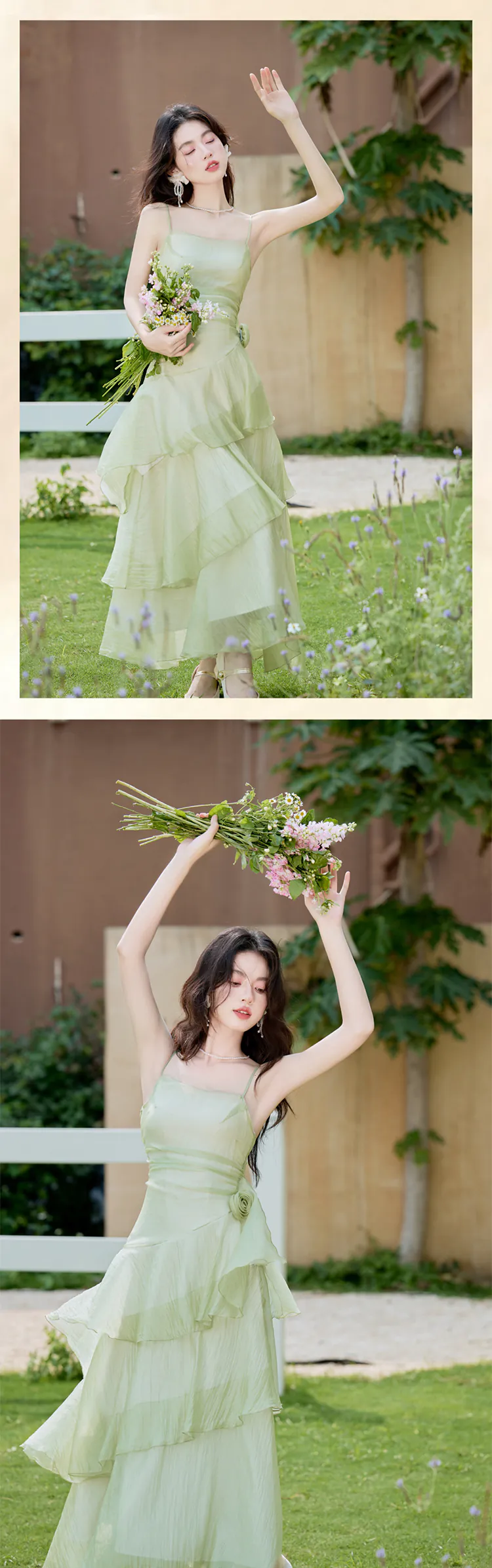 Soft-Green-Irregular-Layered-Ruffle-Hem-Cami-Dress-with-Sheer-Cardigan-Set10