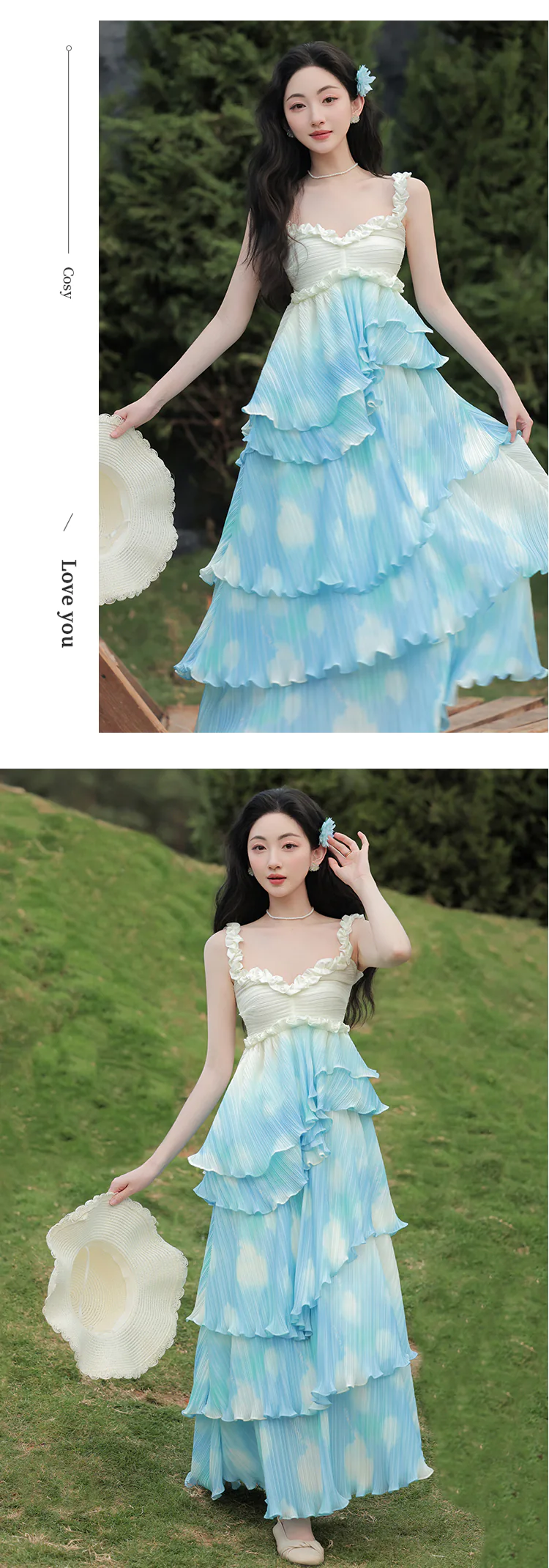Sweet-Blue-White-Gradient-Irregular-Skirt-Dress-with-Apricot-Cardigan-Set14