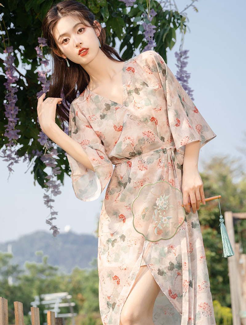 Sweet Loose Fit Floral Summer Casual Dress Fairy Flowy Beach Outfits02