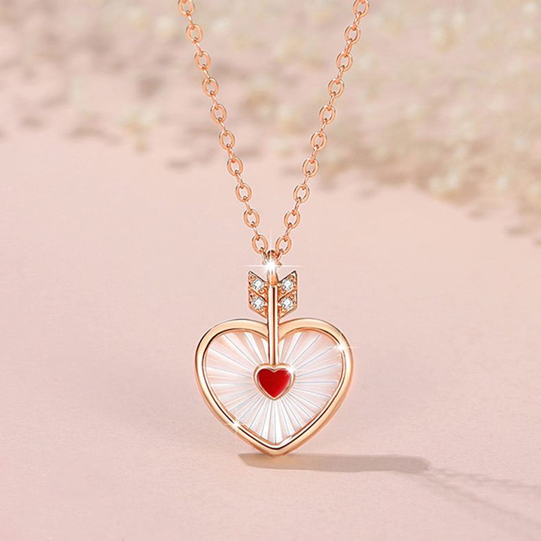 Unique Love in Heart S925 Silver Necklace White Fritillaria Pendant01