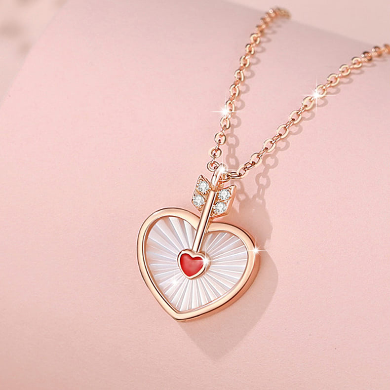 Unique Love in Heart S925 Silver Necklace White Fritillaria Pendant02