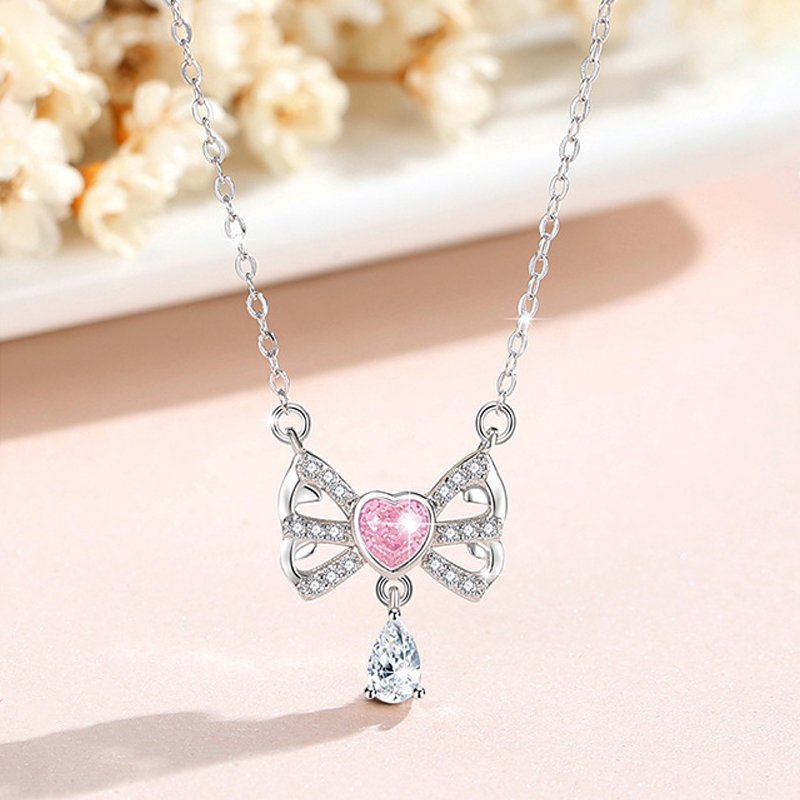 Charming S925 Silver Love Knot Daily Party Necklace Pendant for Ladies01