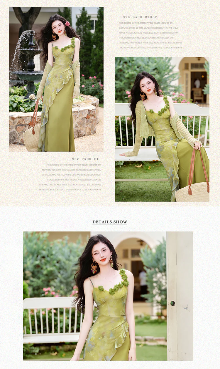 Cottagecore-Light-Green-Asymmetrical-Ruffle-Dress-with-Matching-Cardigan-Set08