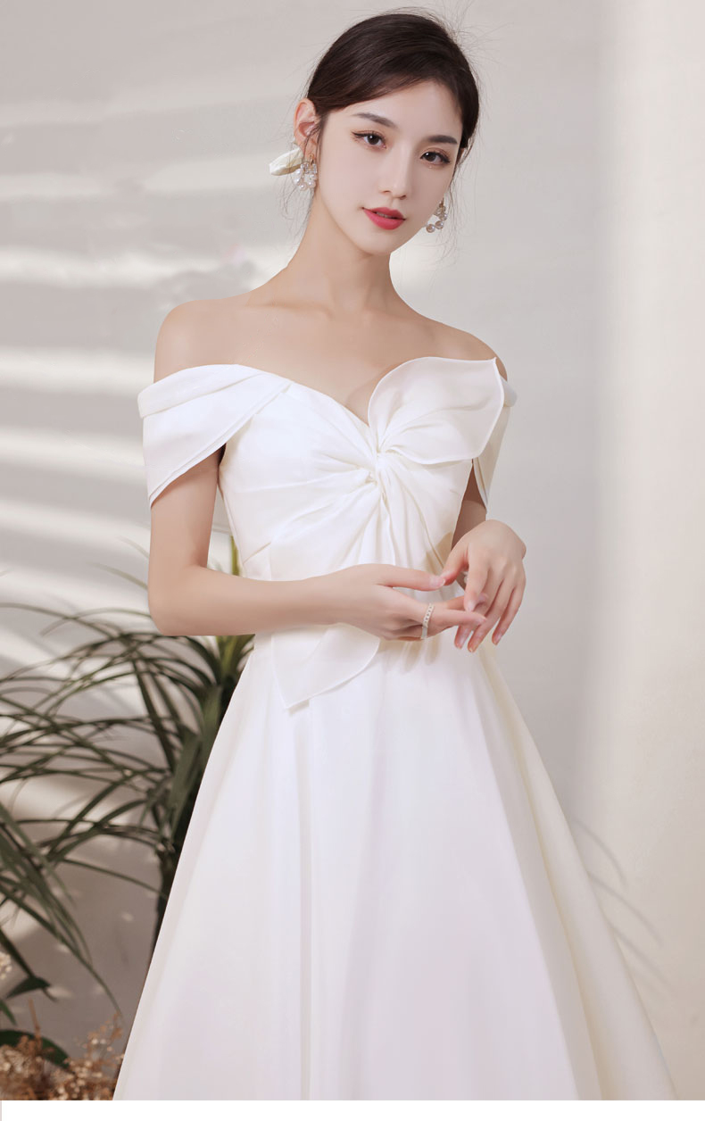 Elegant French Romance White Wedding Enevning Formal Dress07
