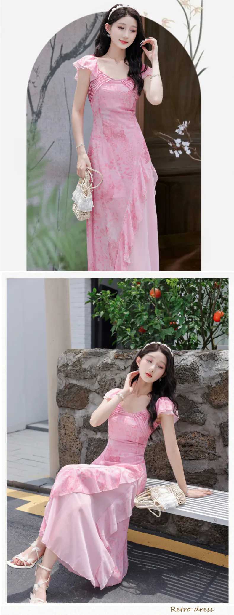 Feminine-Soft-Pink-V-Neck-Irregular-Ruffle-Hem-Chiffon-Casual-Dress09