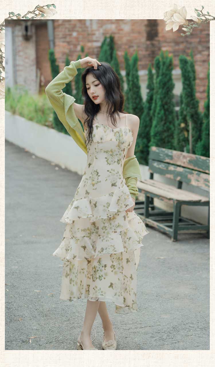Floral-Green-Summer-Leisure-Slip-Dress-with-Cardigan-Casual-Outfit07