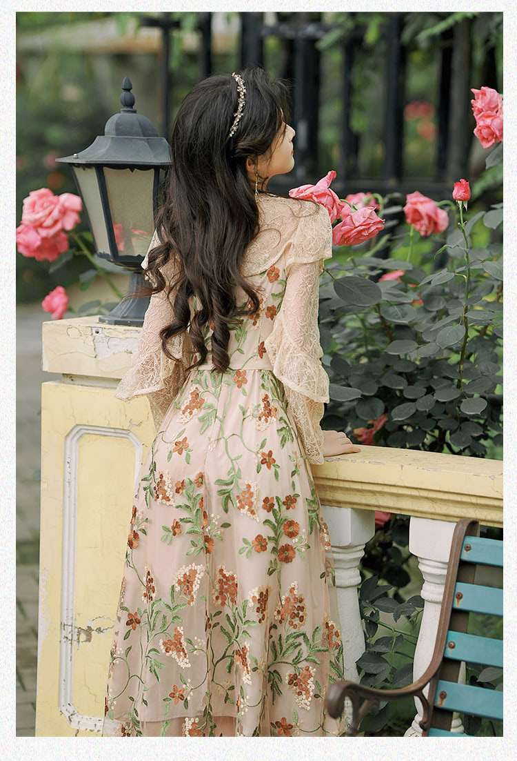 Romantic-Vintage-Floral-Embroidery-Lace-Short-Cardigan-Slip-Dress-Set13