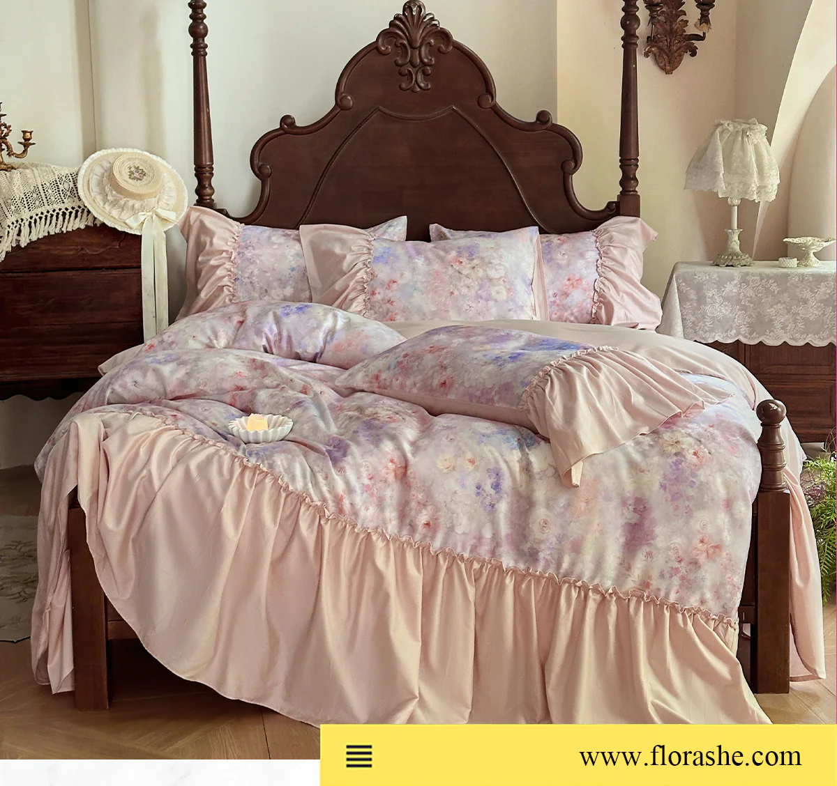 Vintage-Oil-Painting-Floral-Brushed-Tencel-Cotton-Ruffle-Edge-Bedding-Set07