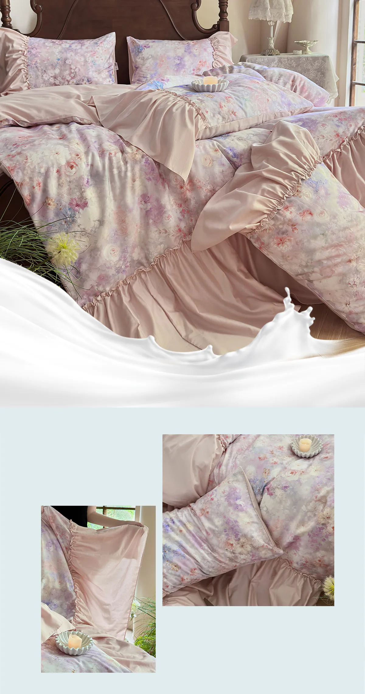 Vintage-Oil-Painting-Floral-Brushed-Tencel-Cotton-Ruffle-Edge-Bedding-Set10