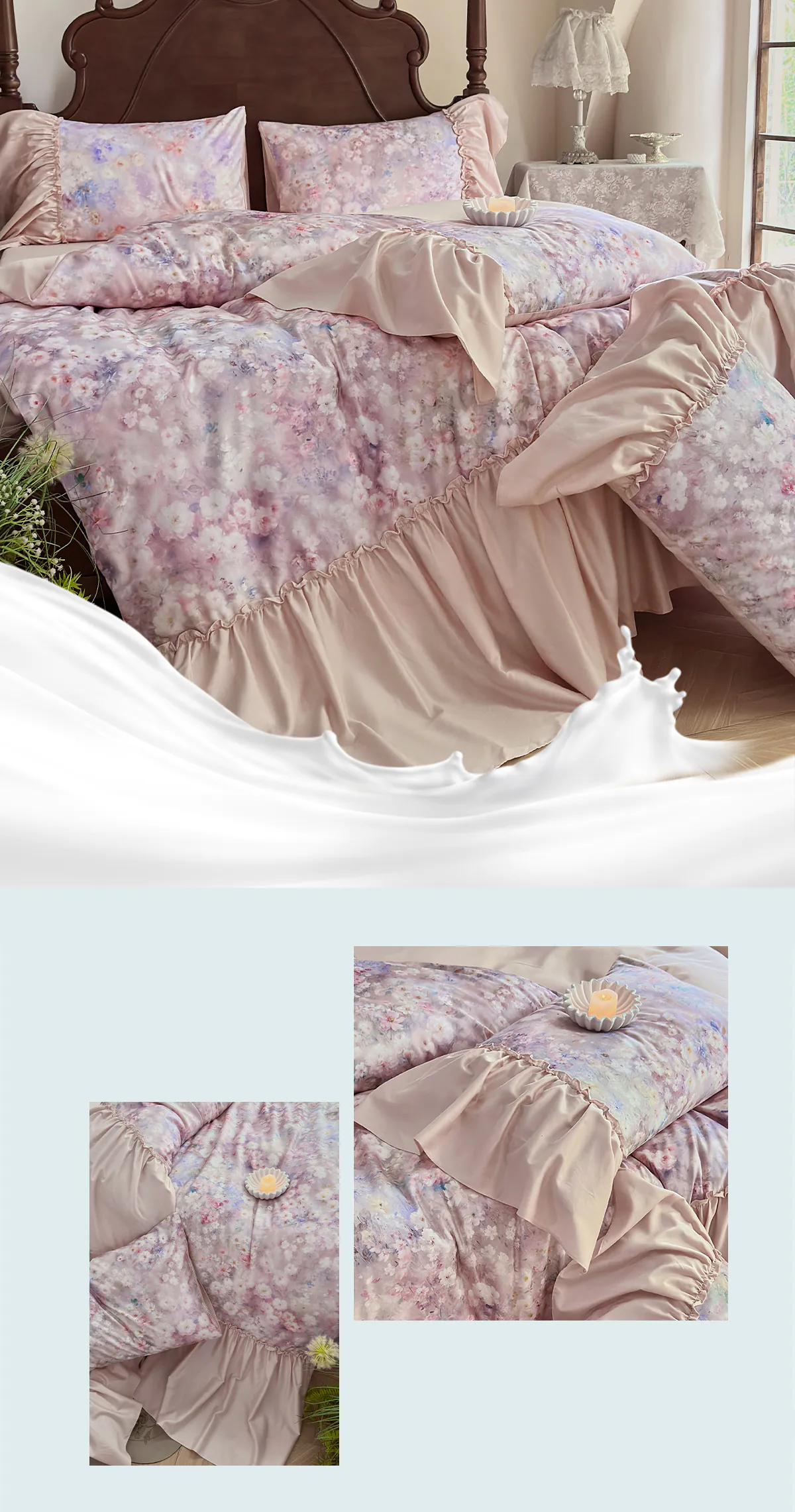 Vintage-Oil-Painting-Floral-Brushed-Tencel-Cotton-Ruffle-Edge-Bedding-Set15