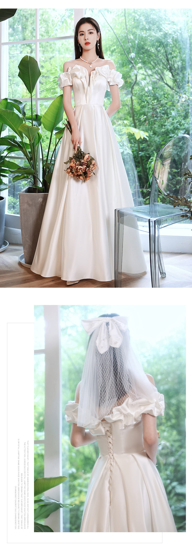 White Off Shoulder Long Satin Prom Evening Party Dress10