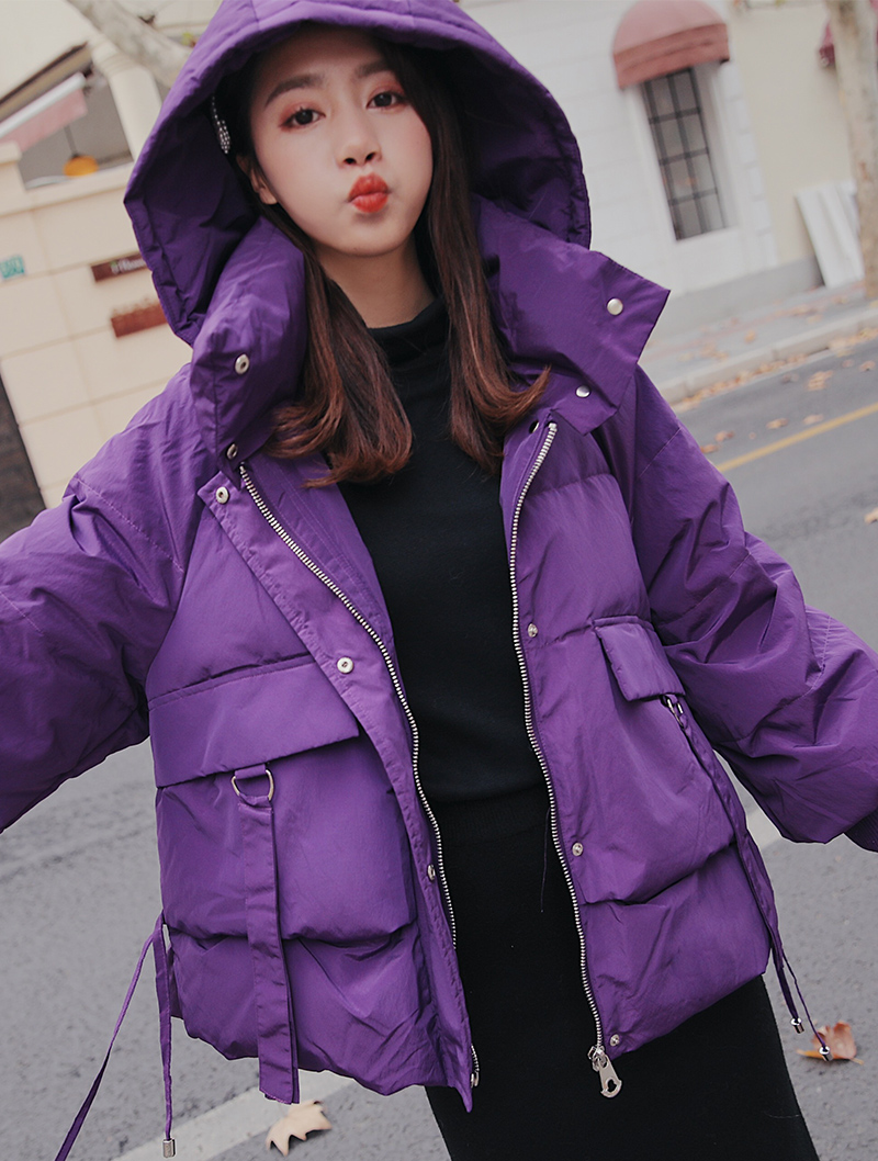 Winter Purple Hooded Cutton Puffer Jacket Down Coat 02