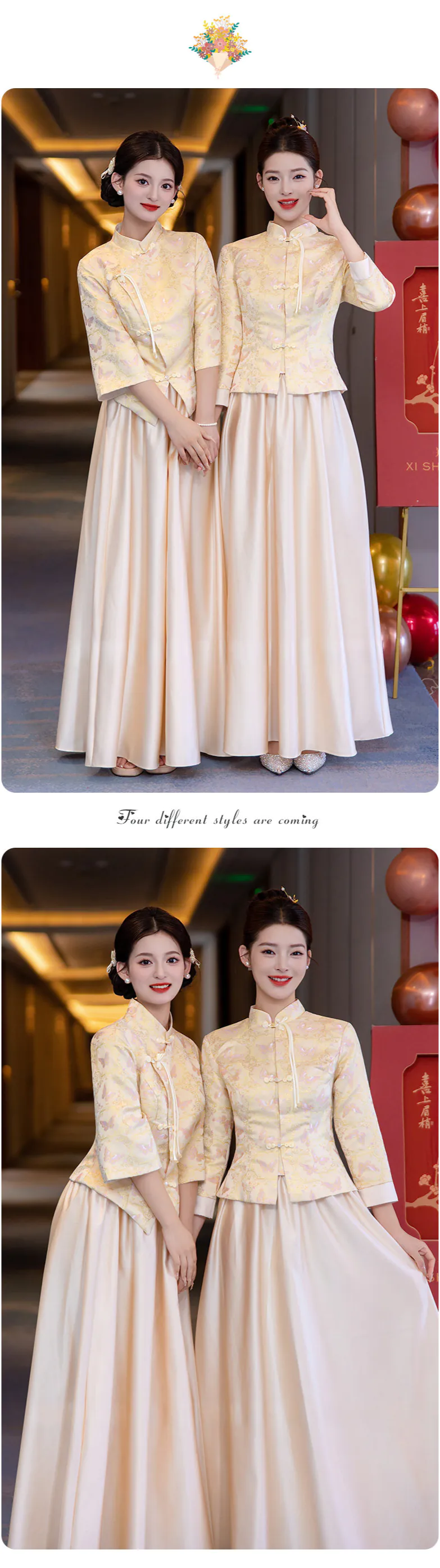 Beautiful-Chinese-Style-Floral-Brocade-Reception-Dress-Outfit-for-Bridesmaid11