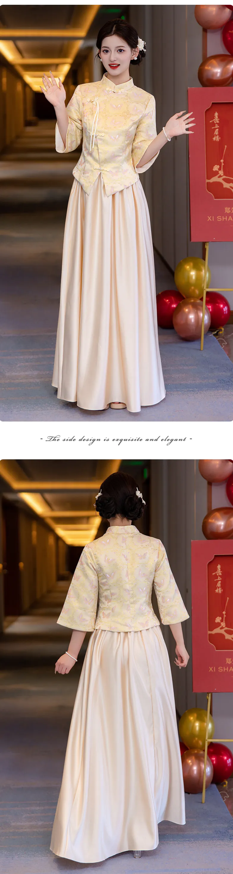 Beautiful-Chinese-Style-Floral-Brocade-Reception-Dress-Outfit-for-Bridesmaid16