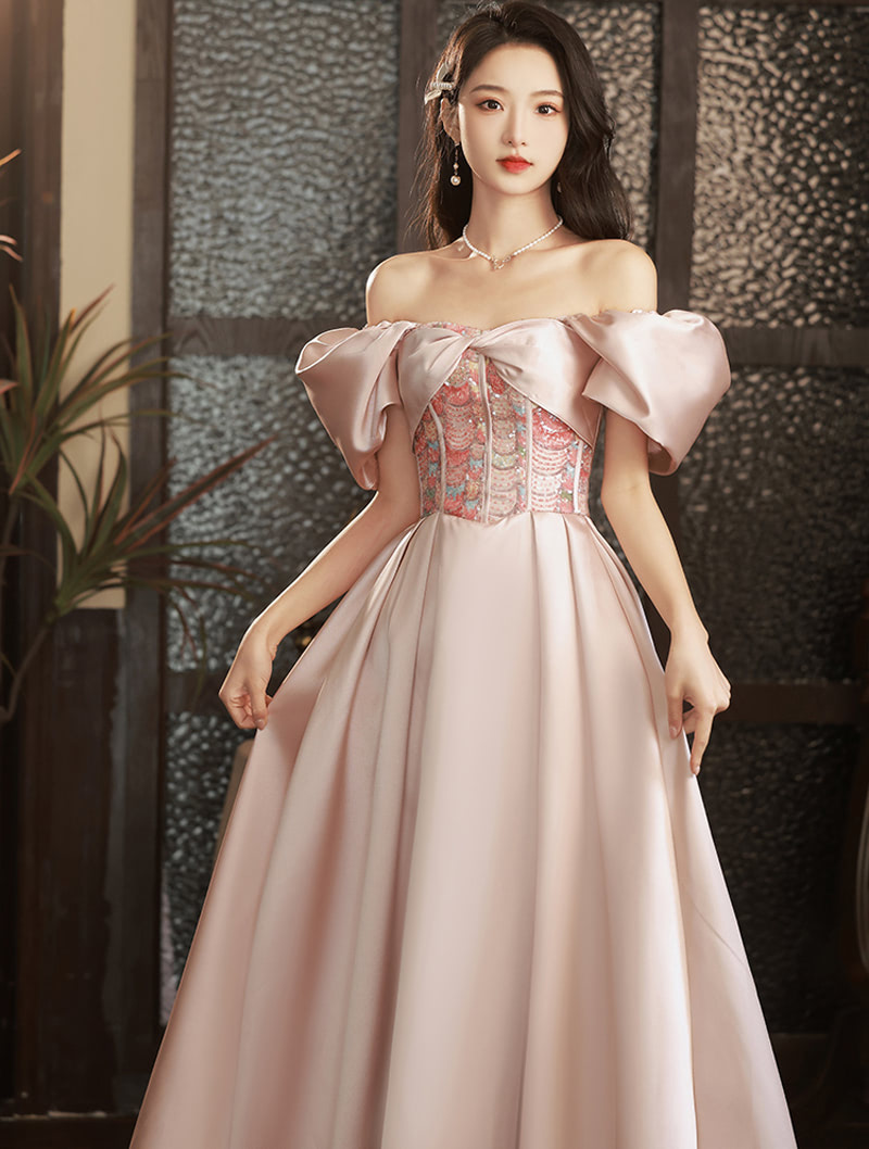 Chic Pink Short Sleeve Wedding Guest Cocktail Party Formal Dress04