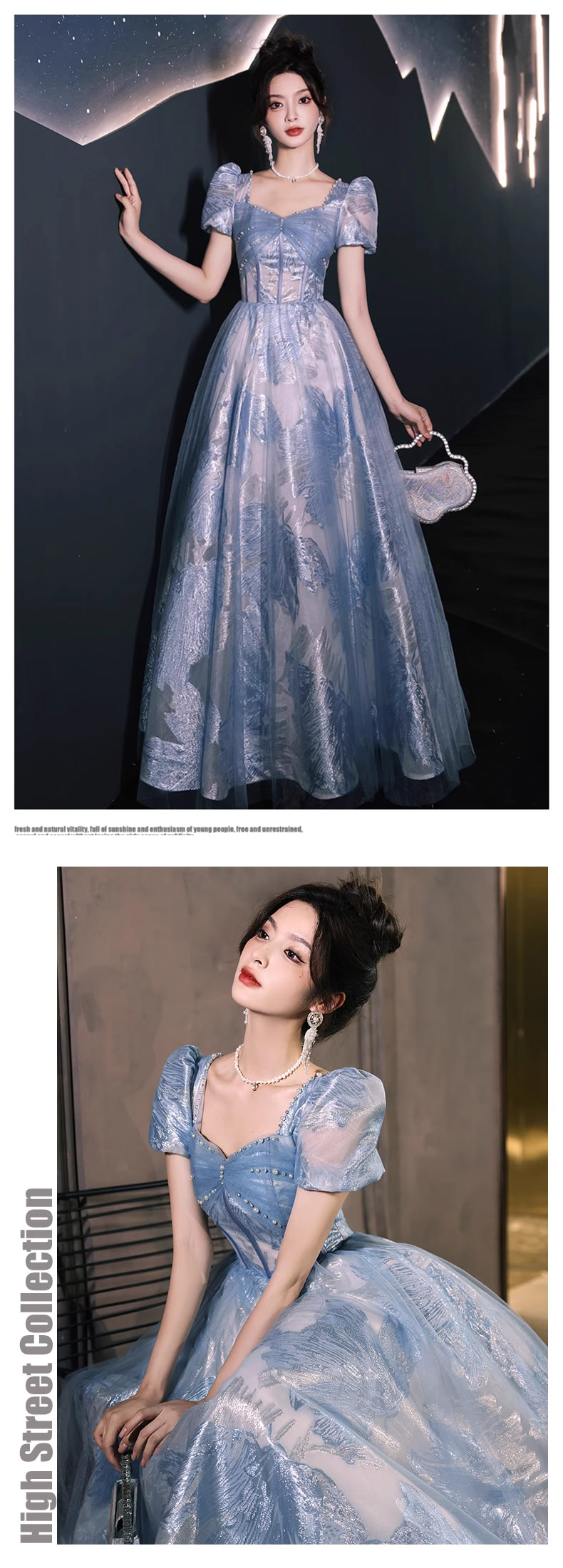 Elegant-Blue-Jacquard-Short-Sleeve-Banquet-Evening-Party-Dress10