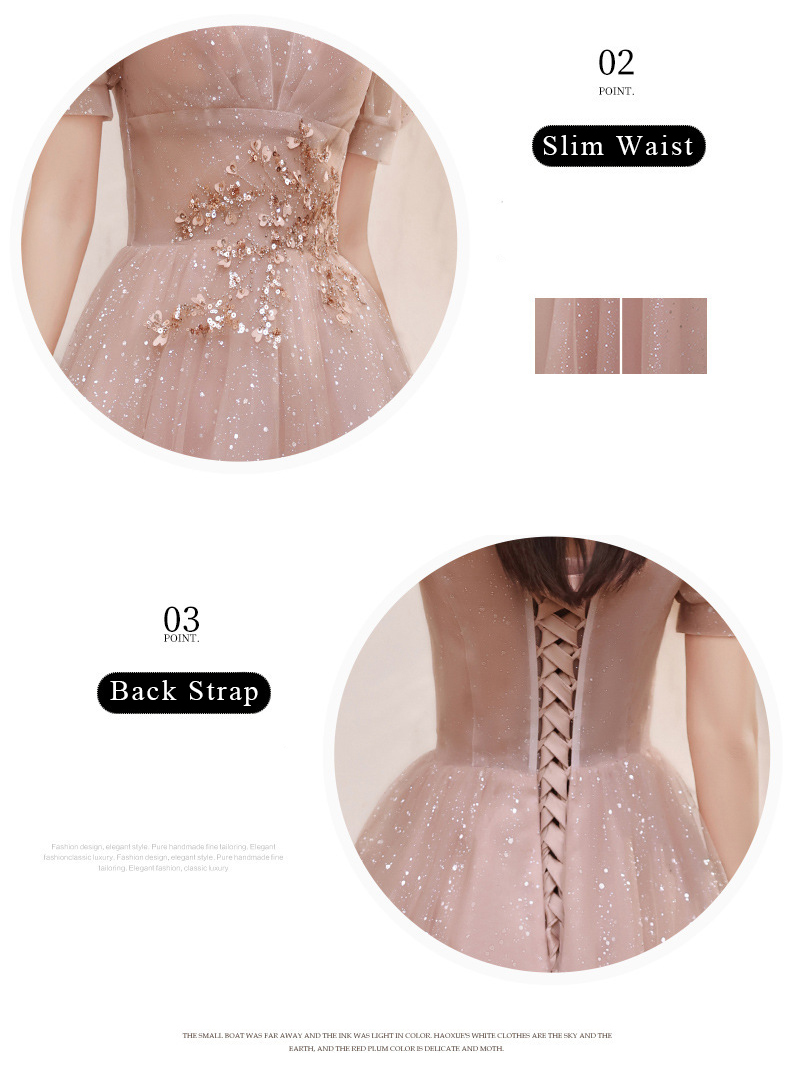 Fairy V neck Short Sleeve Prom Evening Dress Elegant Party Long Gowns10