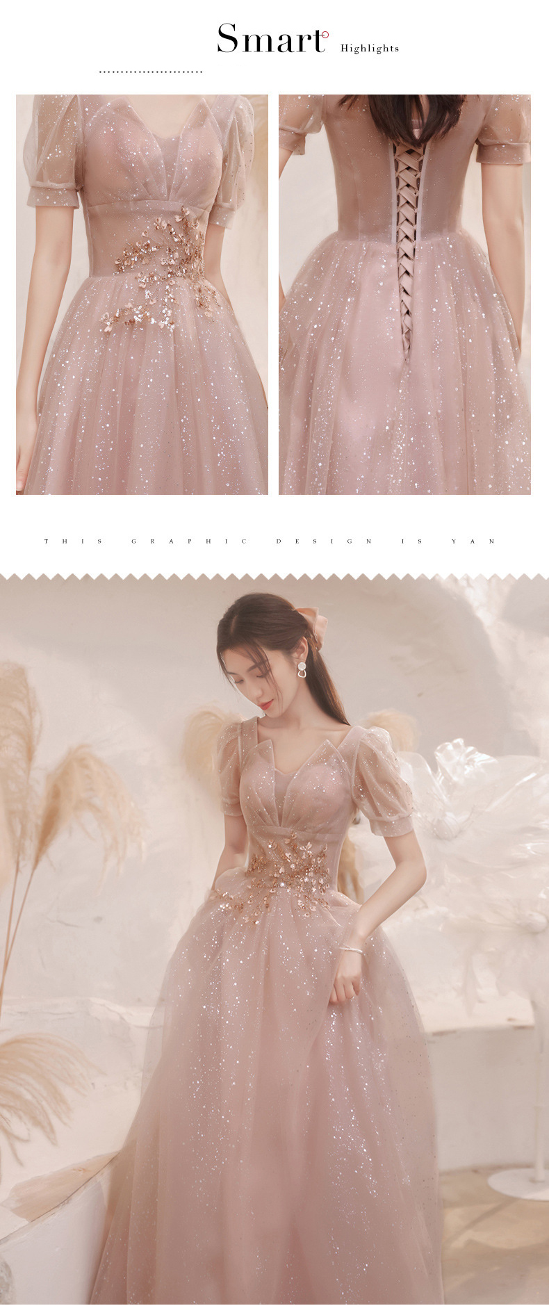Fairy V neck Short Sleeve Prom Evening Dress Elegant Party Long Gowns14
