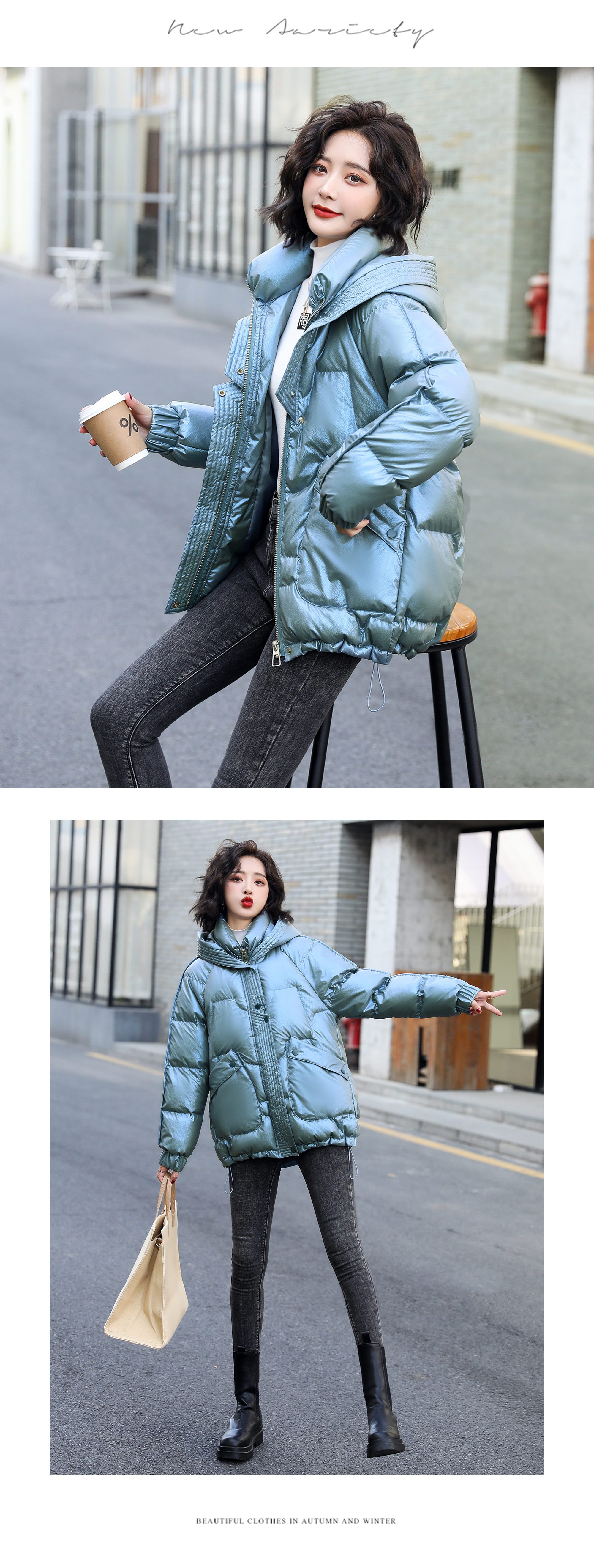 Fashion Hooded Winter Outfit Cotton Short Down Jacket14