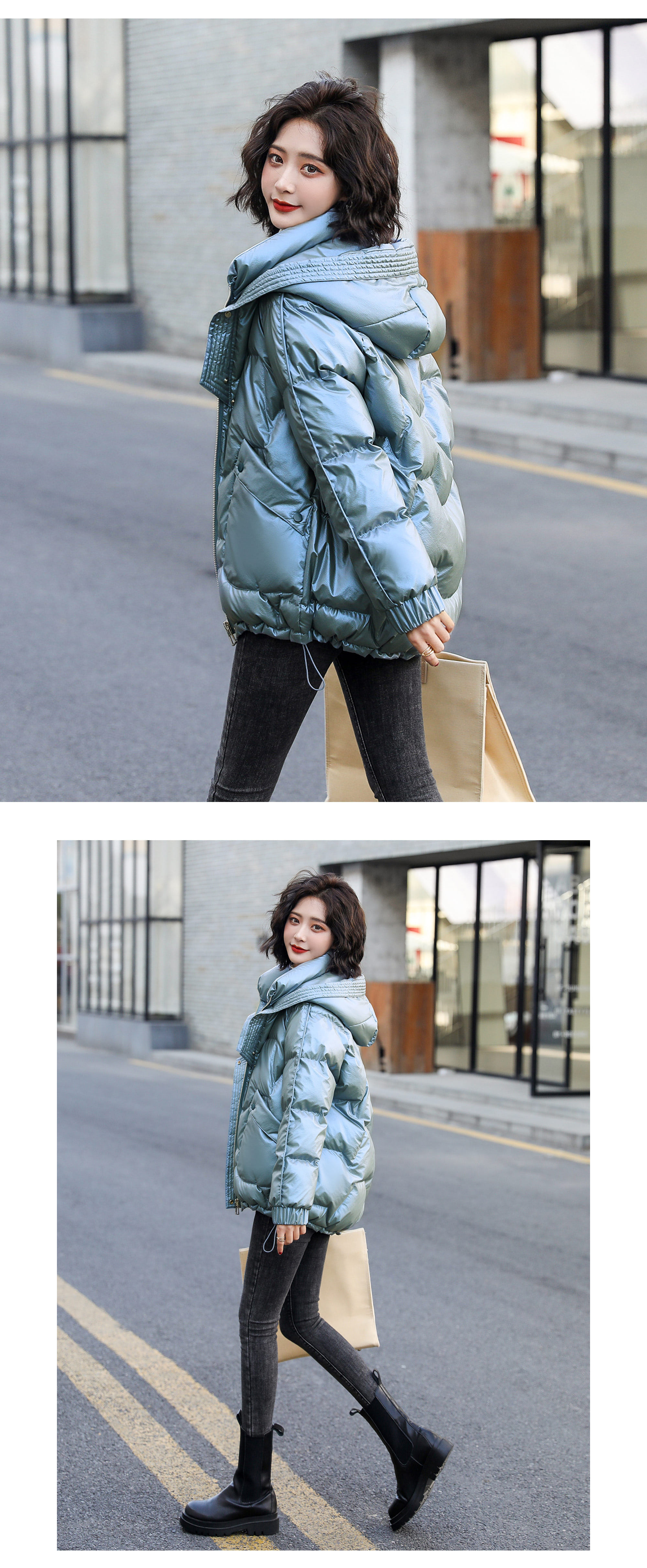 Fashion Hooded Winter Outfit Cotton Short Down Jacket17