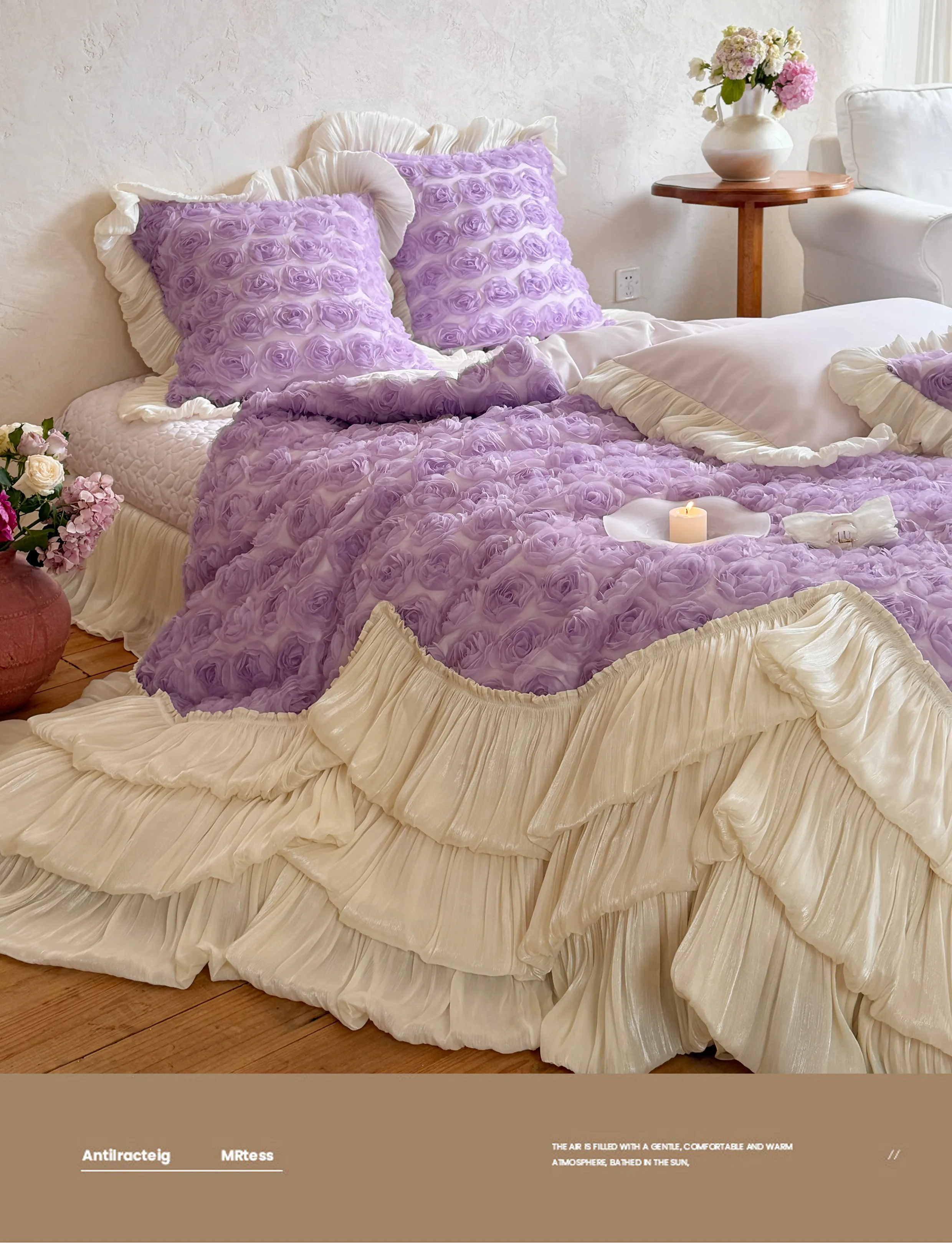 Romantic-100S-Cotton-3D-Rose-Floral-Layered-Ruffle-Bedspread-Set11