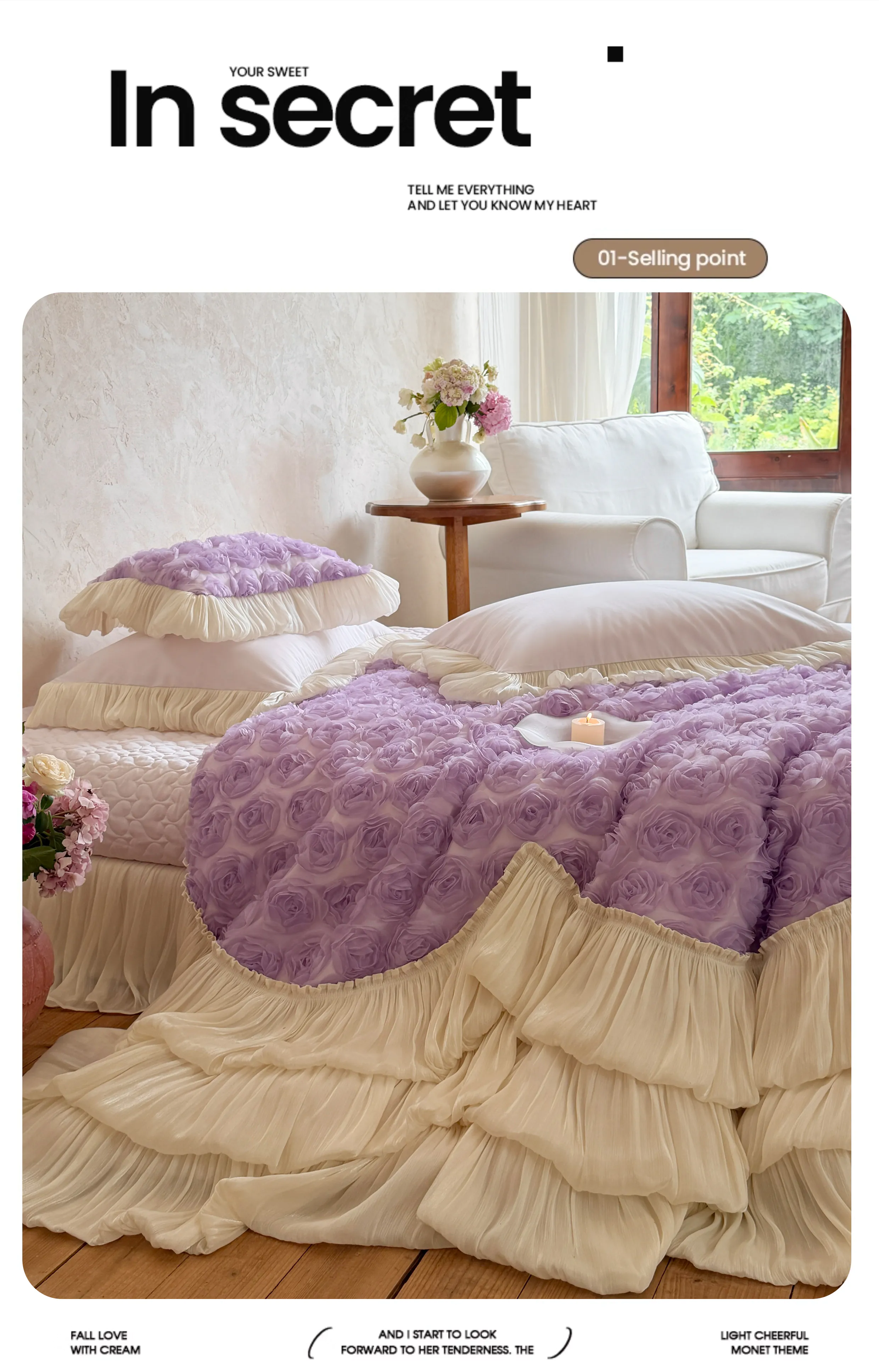 Romantic-100S-Cotton-3D-Rose-Floral-Layered-Ruffle-Bedspread-Set12