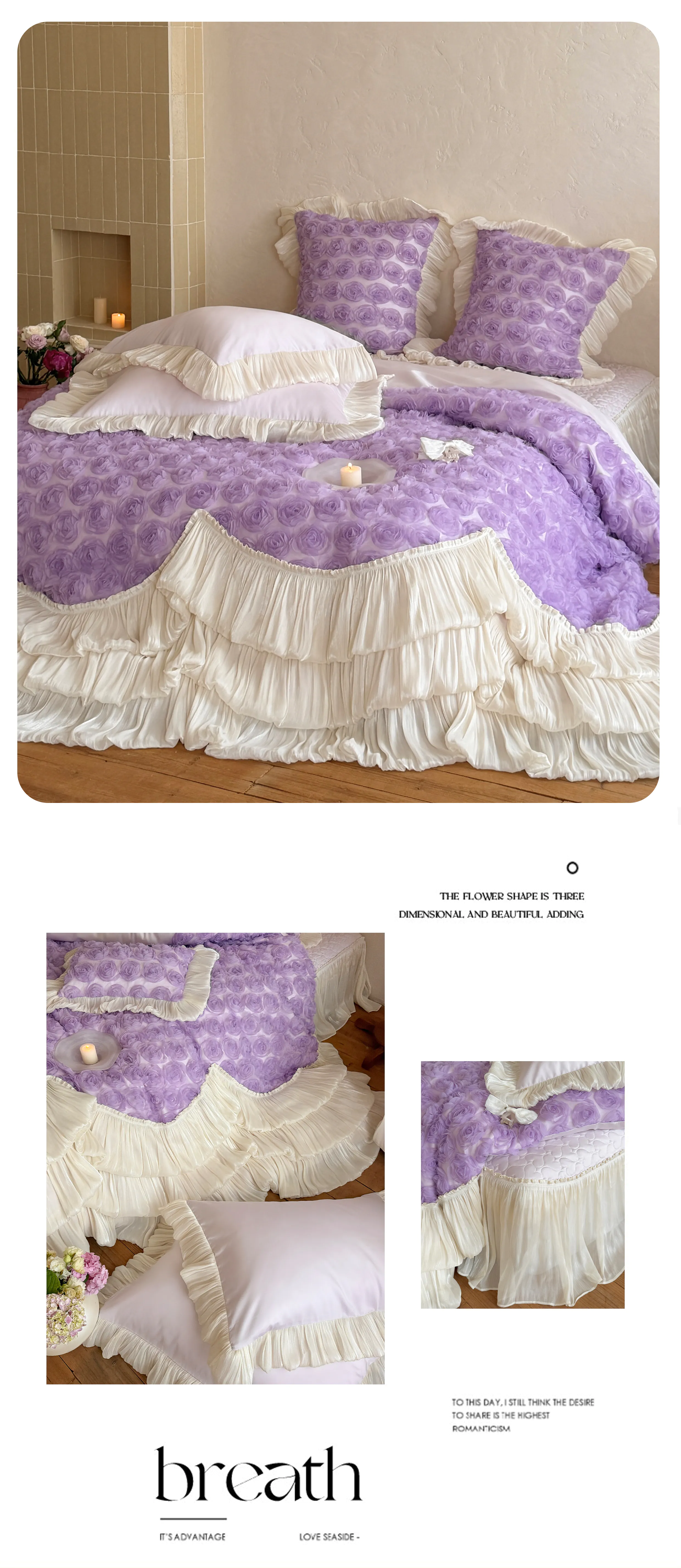 Romantic-100S-Cotton-3D-Rose-Floral-Layered-Ruffle-Bedspread-Set13