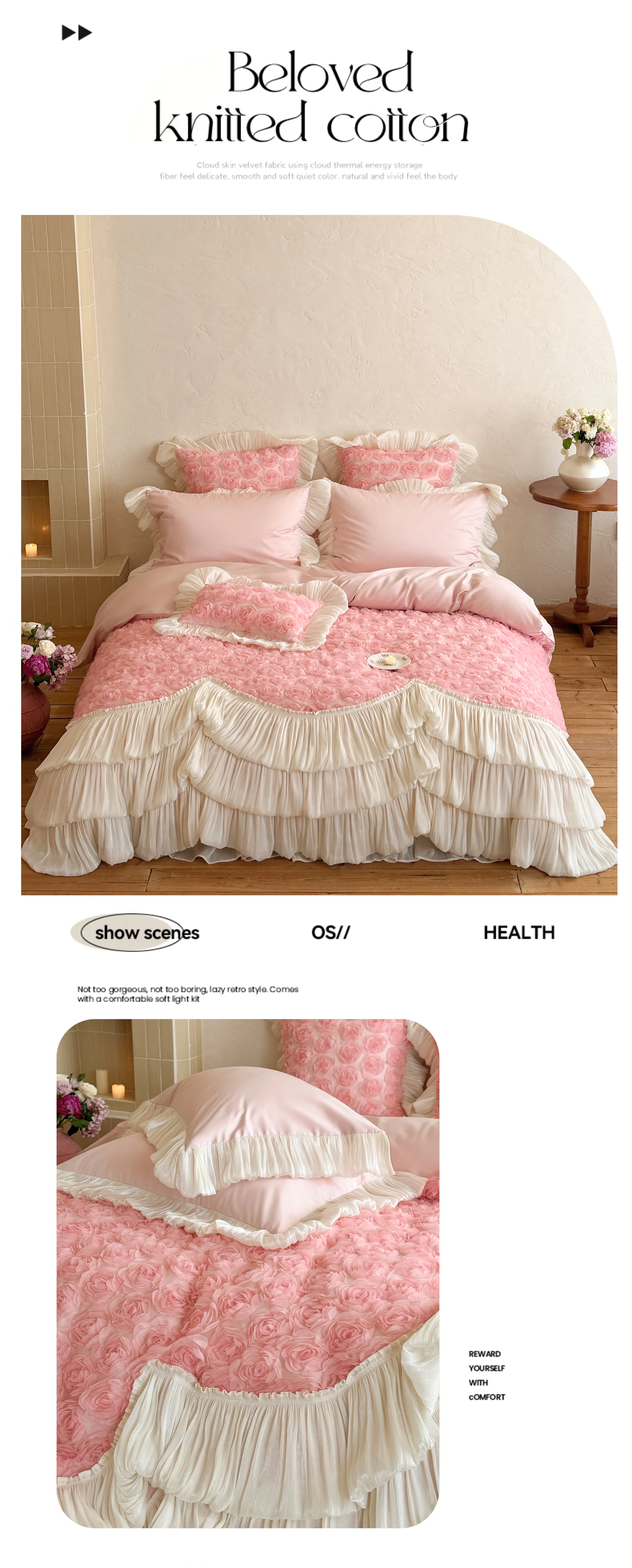Romantic-100S-Cotton-3D-Rose-Floral-Layered-Ruffle-Bedspread-Set15