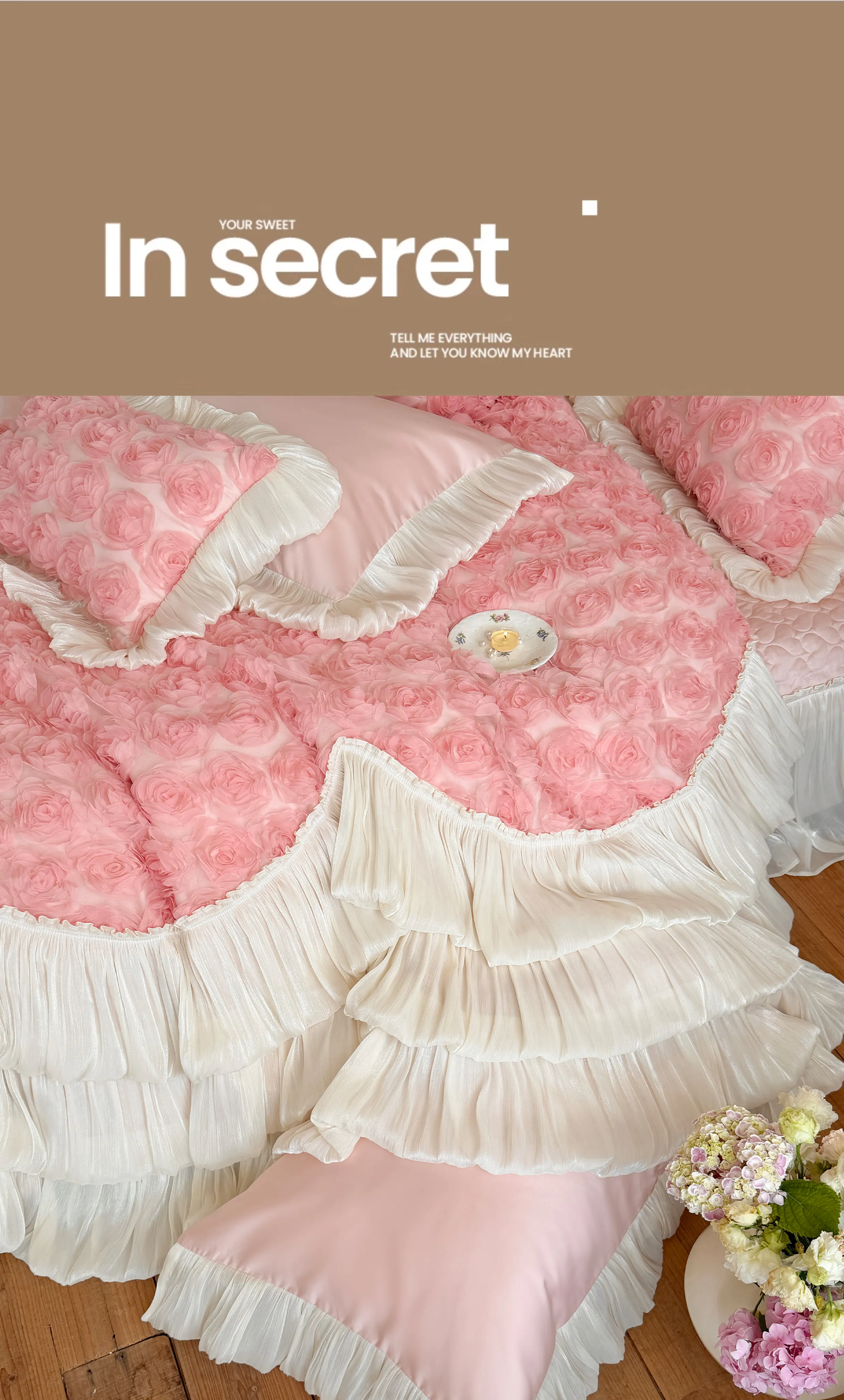 Romantic-100S-Cotton-3D-Rose-Floral-Layered-Ruffle-Bedspread-Set19