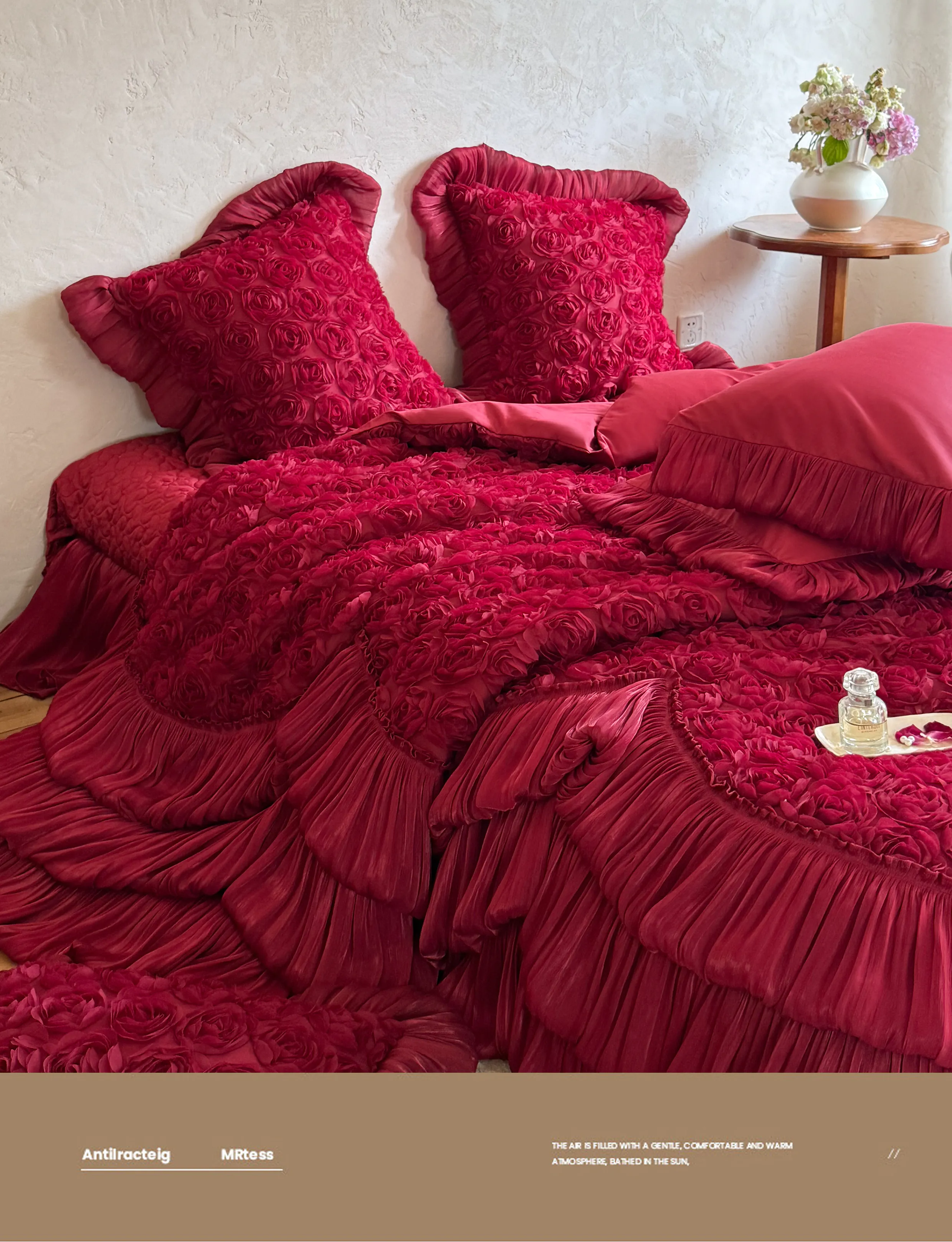 Romantic-100S-Cotton-3D-Rose-Floral-Layered-Ruffle-Bedspread-Set21