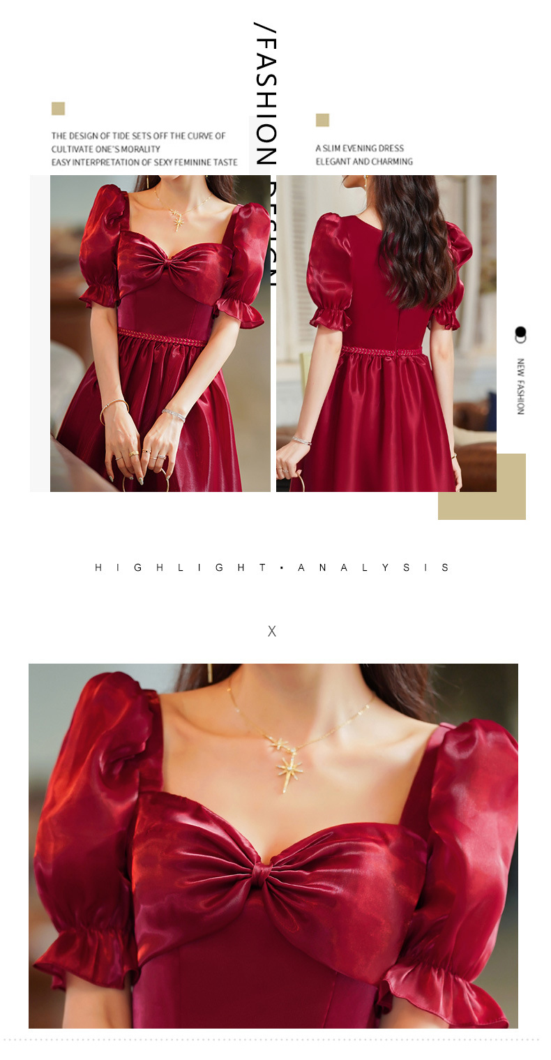Simple Elegant Red Satin Long Evening Wedding Dress Plus Size08