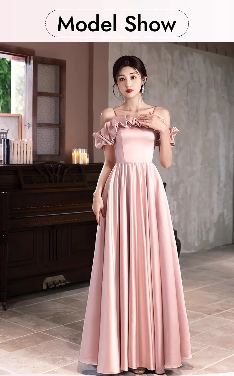 Simple-Pink-Satin-Bridesmaid-Dress-Wedding-Guest-Cocktail-Party-Gown15