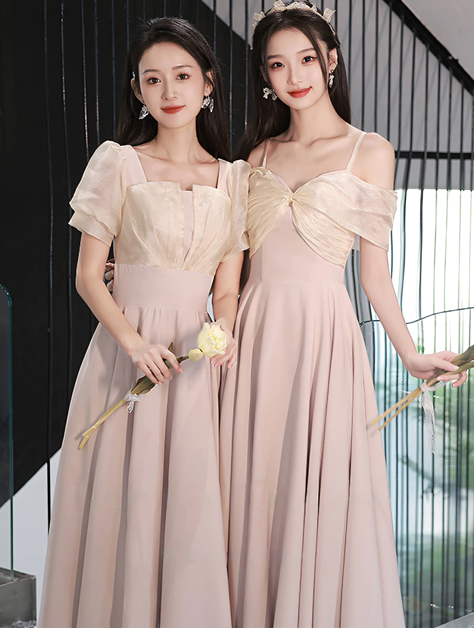 Simple Pink Short Sleeve Bridesmaid Dress Homecoming Graduation Gown02