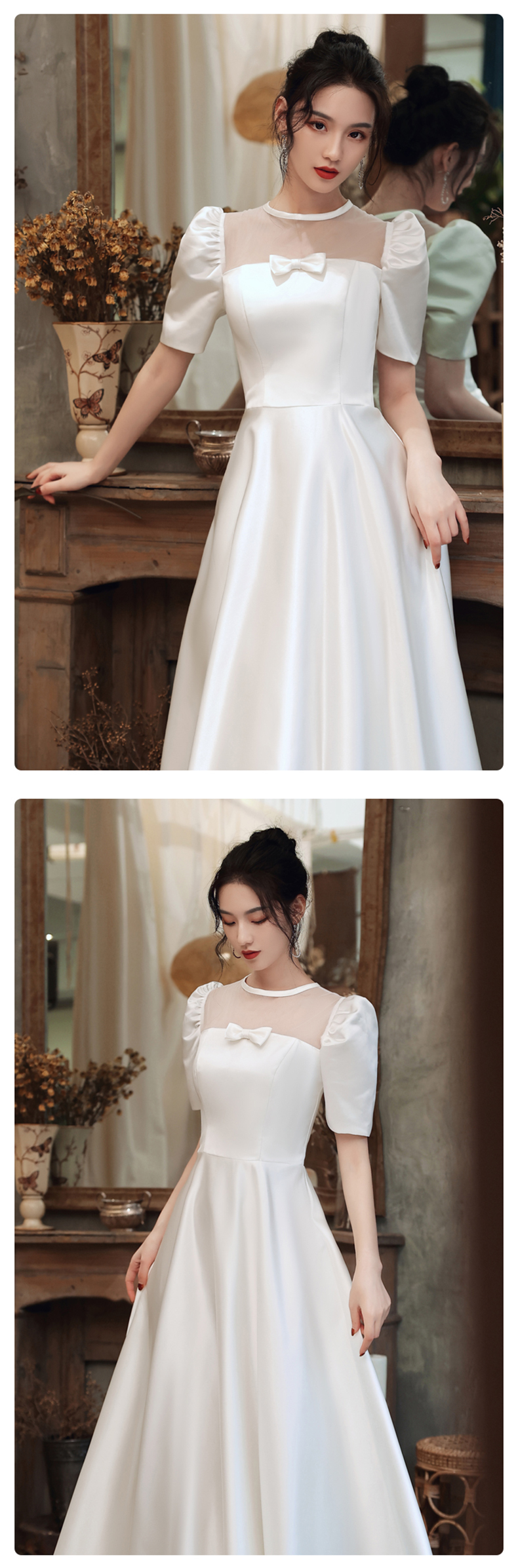 Simple White Satin Maxi Evening Long Prom Dress11