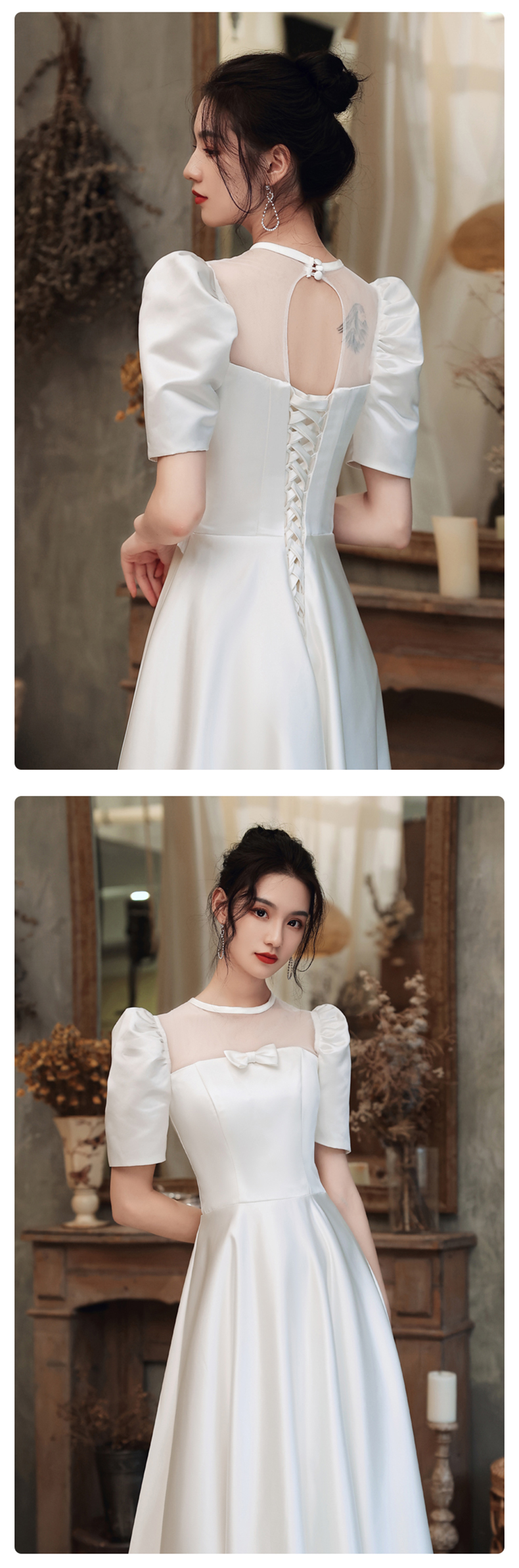 Simple White Satin Maxi Evening Long Prom Dress12
