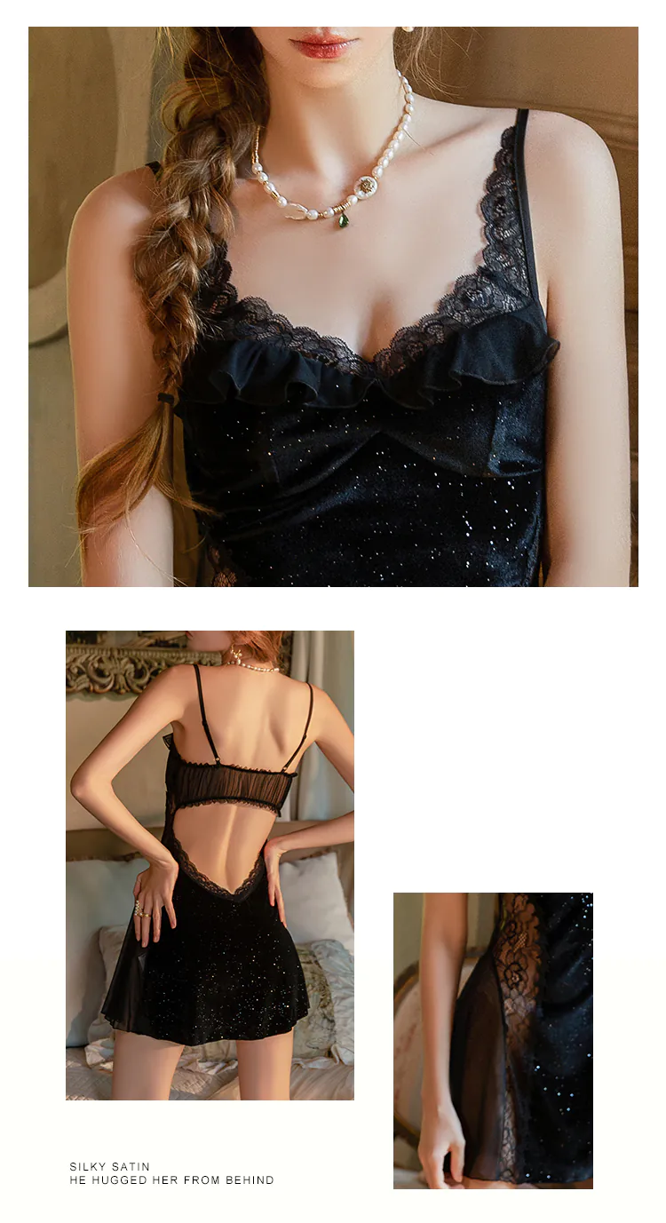 Soft-Backless-Sparkling-Velvet-Lace-Trim-Chemise-Nightgown-for-Ladies08