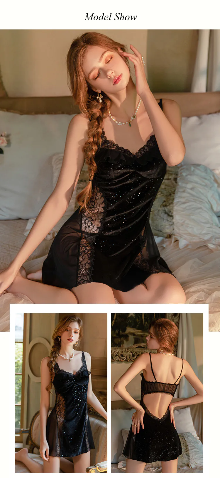 Soft-Backless-Sparkling-Velvet-Lace-Trim-Chemise-Nightgown-for-Ladies10