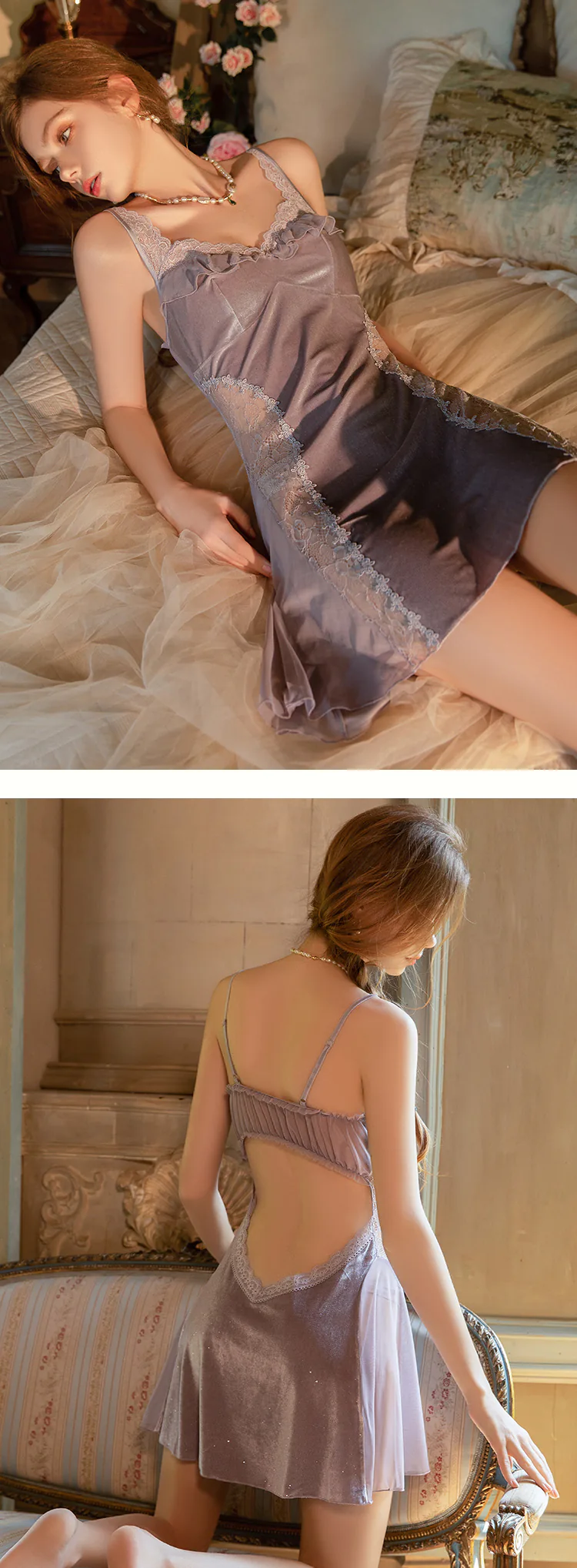 Soft-Backless-Sparkling-Velvet-Lace-Trim-Chemise-Nightgown-for-Ladies15