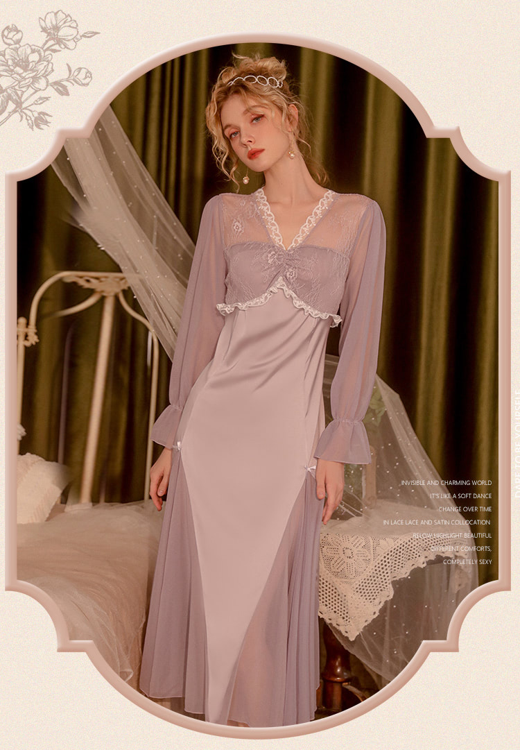Sweet-Lace-Long-Sleeve-Nightwear-Ladies-Sexy-Lingerie-Dress10