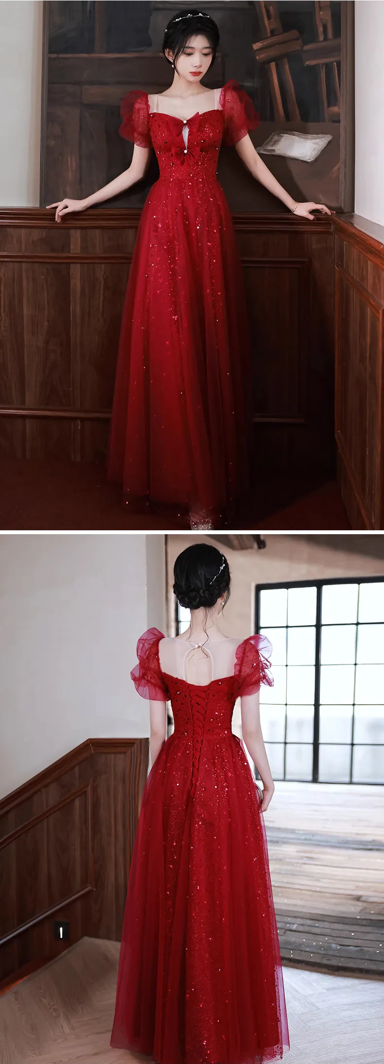 Sweet-Princess-Hepburn-Style-Square-Neck-with-Bow-Evening-Prom-Dress15
