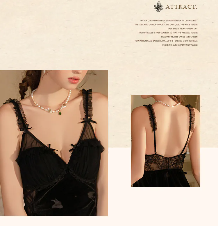 Vintage-Sweet-Butterfly-Print-Velvet-Tulle-Lingerie-Nightgown-for-Women09