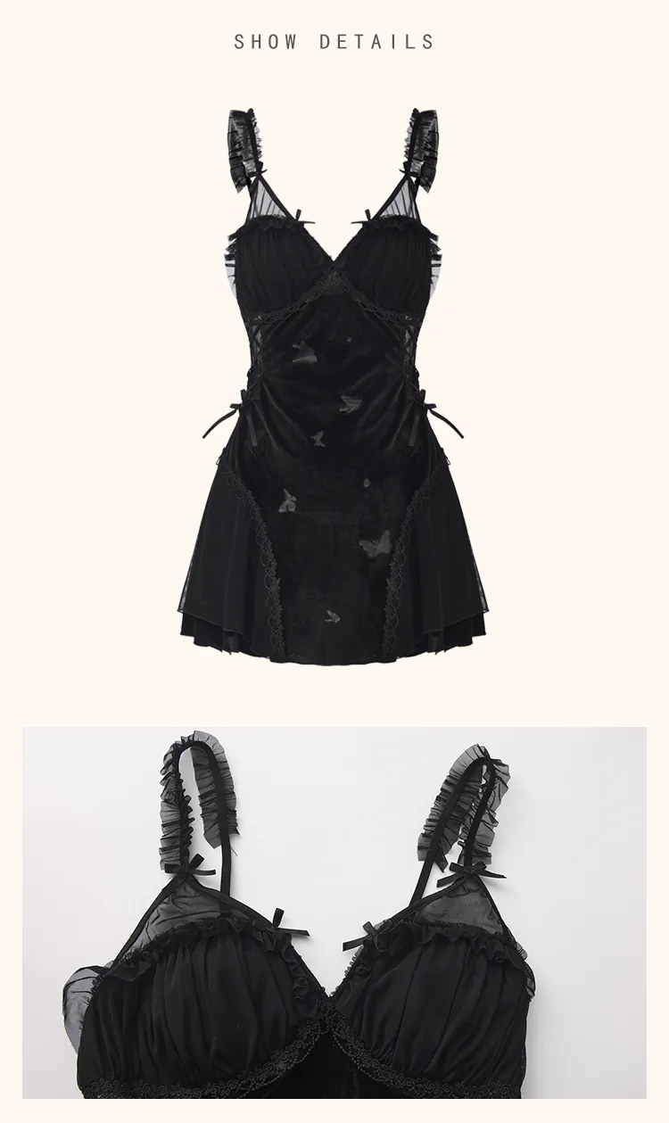 Vintage-Sweet-Butterfly-Print-Velvet-Tulle-Lingerie-Nightgown-for-Women16