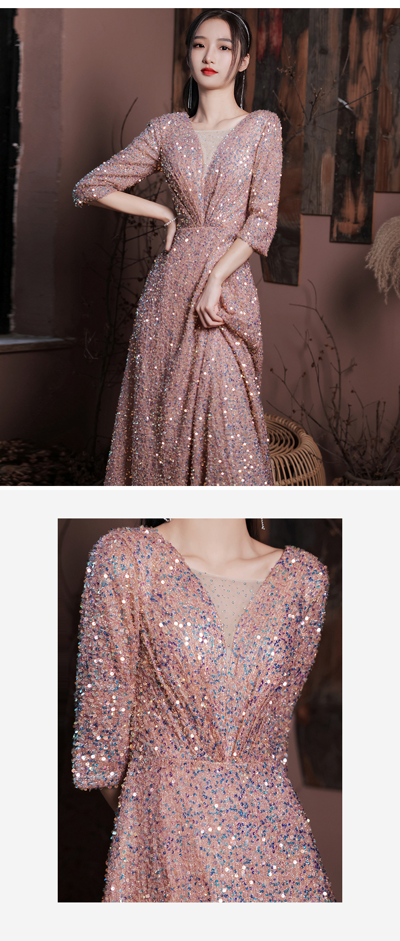 Women Pink Sequin Plus Size Homecoming Party Dress10
