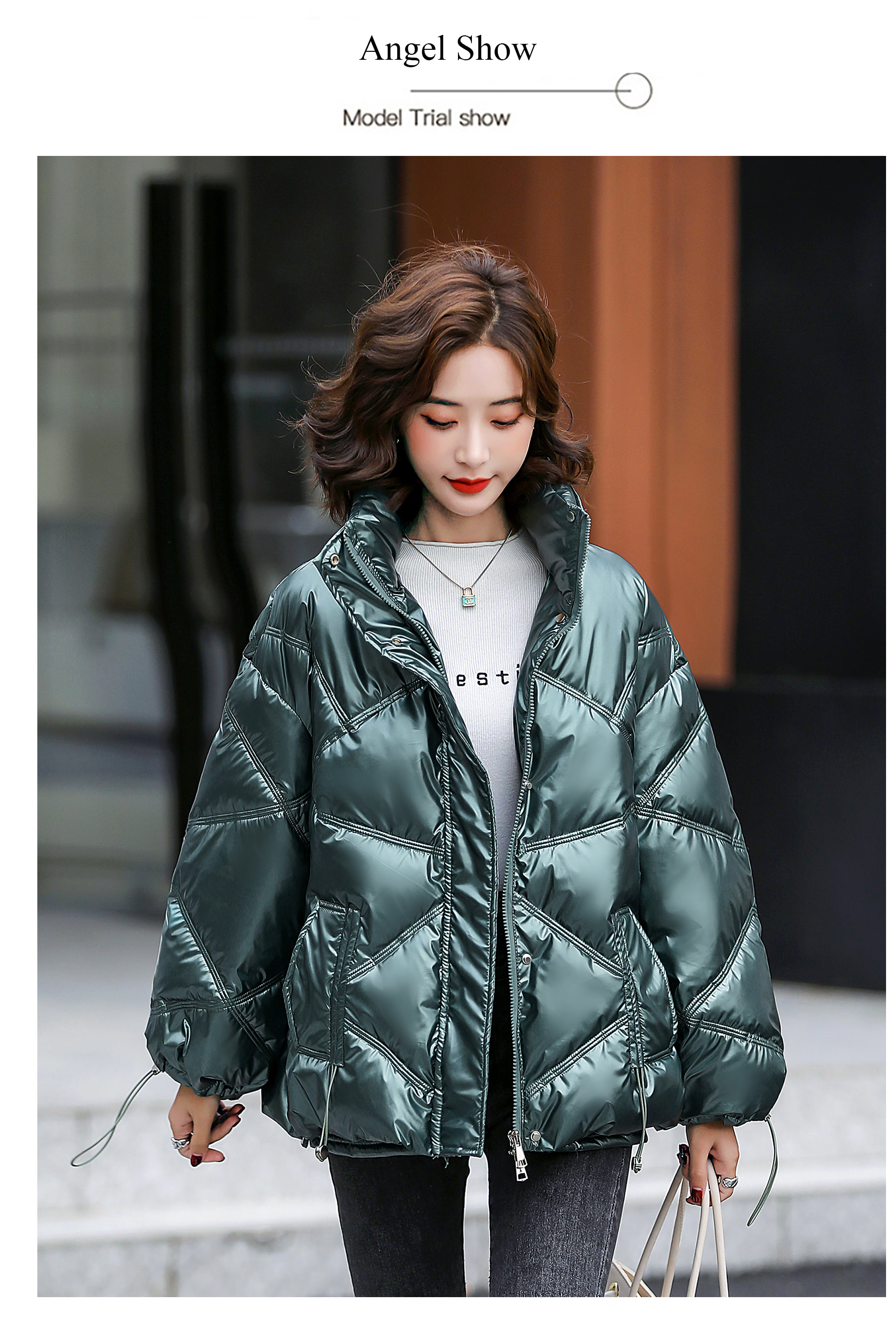 Women's Cropped Puffer Jacket Fashion Winter Outfit Coat10