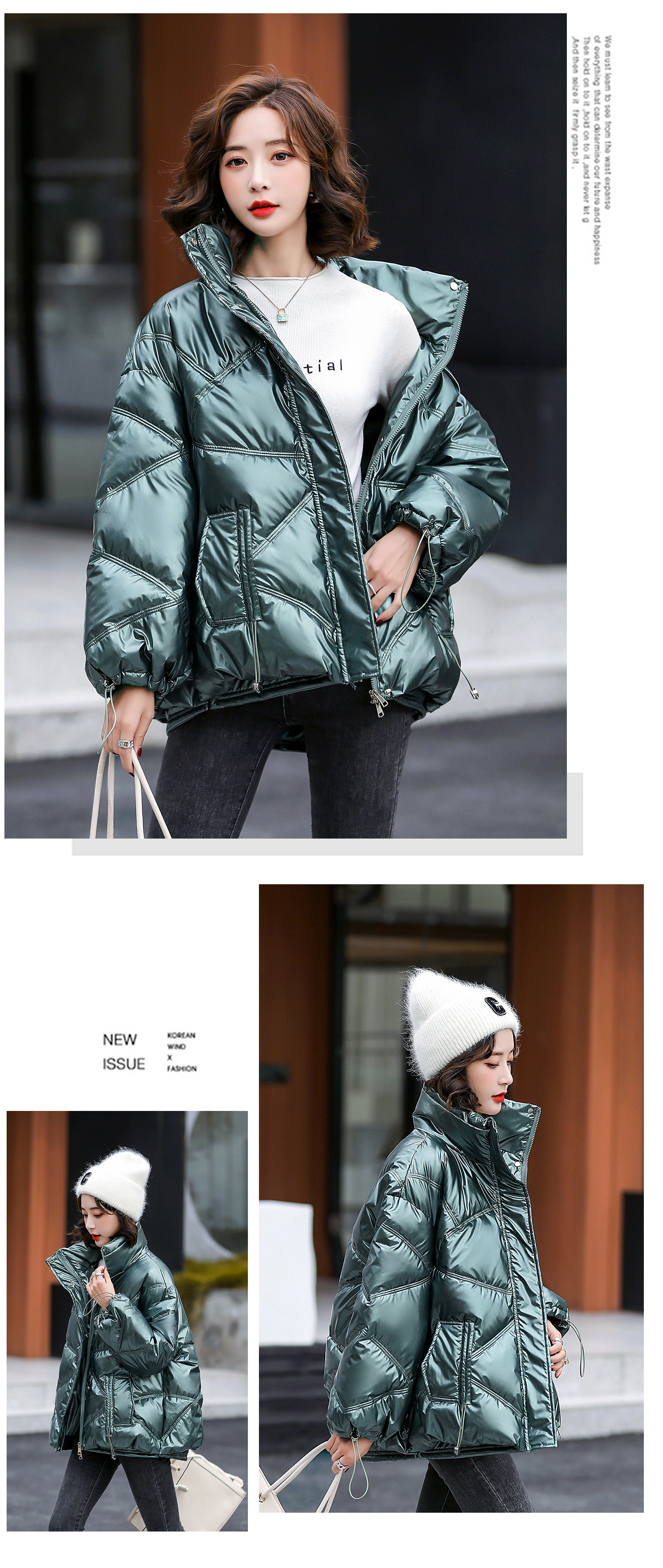 Women's Cropped Puffer Jacket Fashion Winter Outfit Coat13