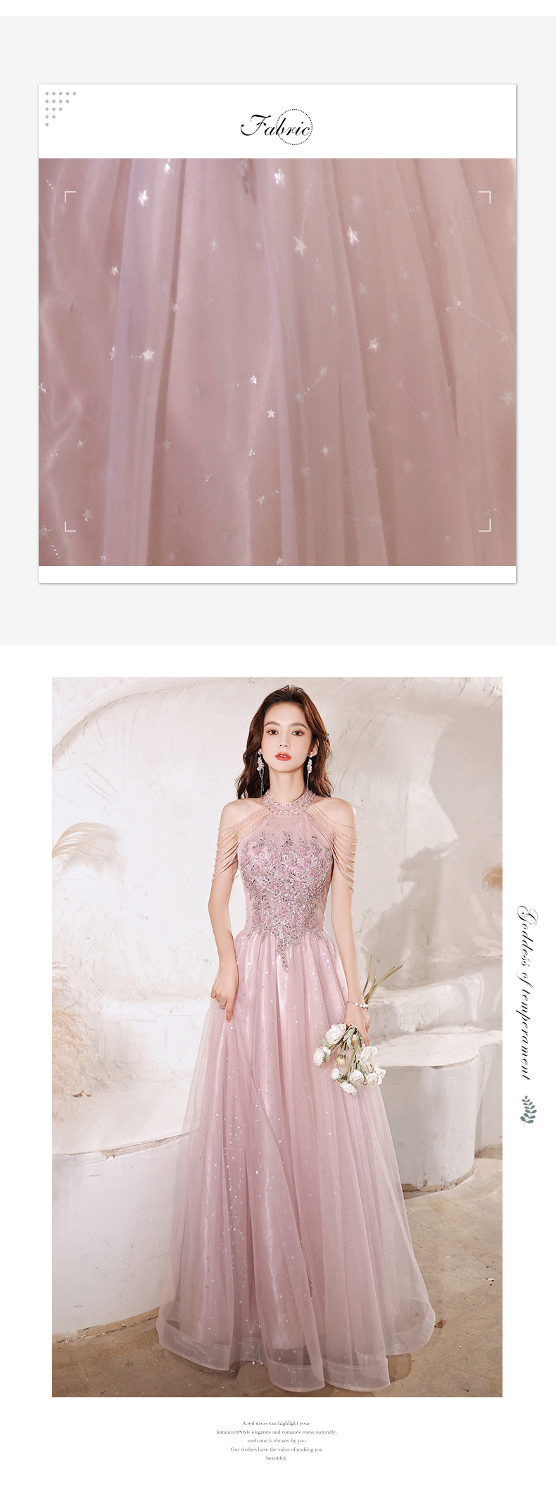 Elegant Pink Tulle Evening Gown Long Formal Prom Party Dress12