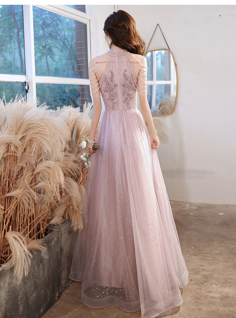 Elegant Pink Tulle Evening Gown Long Formal Prom Party Dress17
