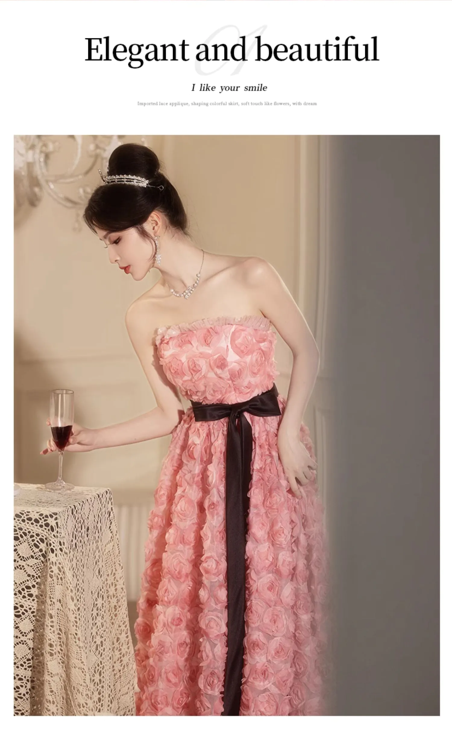 Romantic-Pink-Strapless-3D-Rose-Floral-Evening-Gown-Prom-Party-Dress10