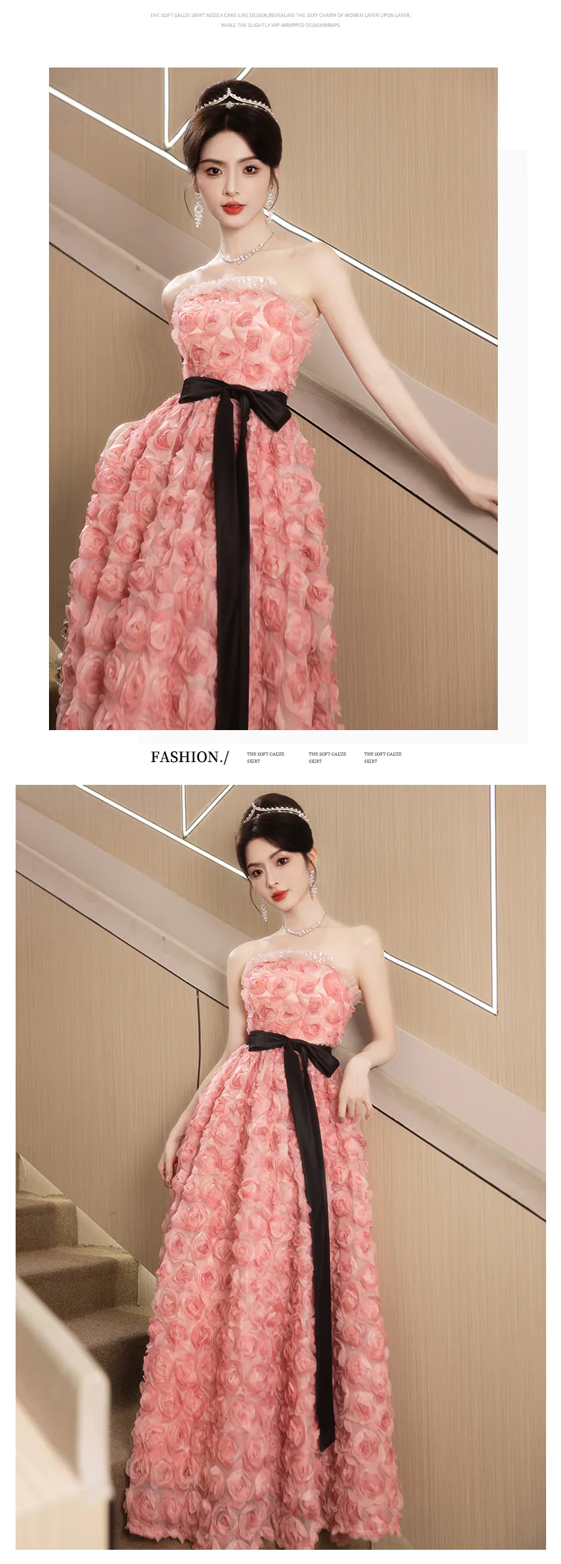 Romantic-Pink-Strapless-3D-Rose-Floral-Evening-Gown-Prom-Party-Dress12